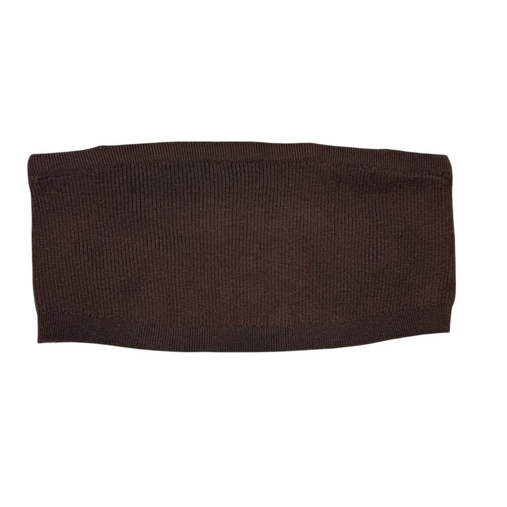 Crescent Ribbed Chocolate Brown Bandeau